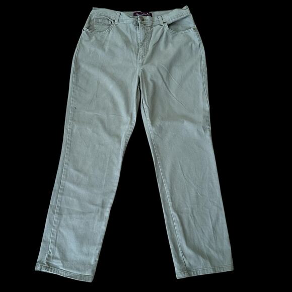 Gloria Vanderbilt Women’s High Rise 5 Pocket Design Beige Denim Size 14 Short - Picture 2 of 7